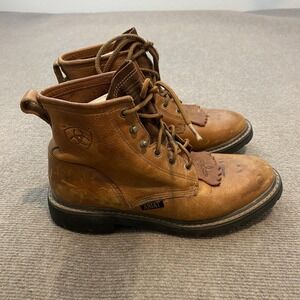 Ariat Boots Womens Size 8.5 Brown Leather Lace Up Ankle Workwear Combat 31080